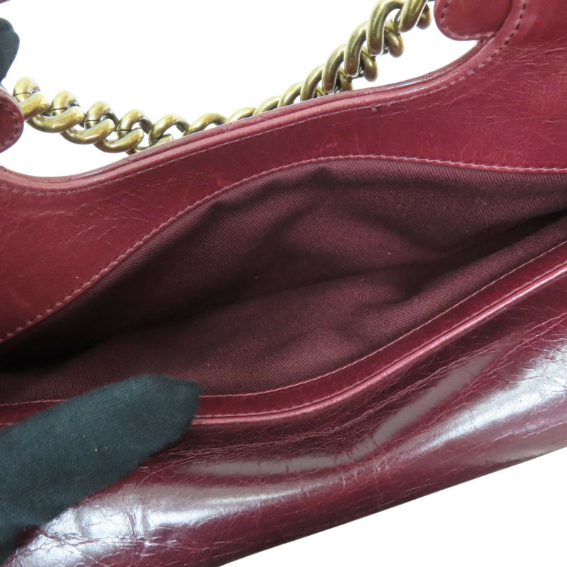 酒紅色 菱格紋 仿舊牛皮 Perfect Edge 鍊帶肩背包 金釦【CHANEL 香奈兒】-4