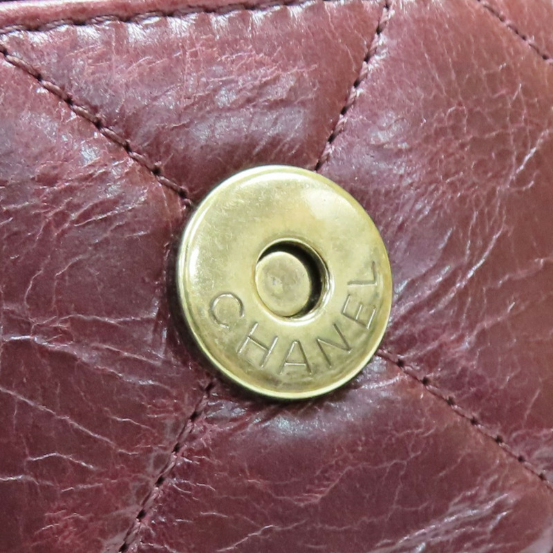 酒紅色 菱格紋 仿舊牛皮 Perfect Edge 鍊帶肩背包 金釦【CHANEL 香奈兒】-9