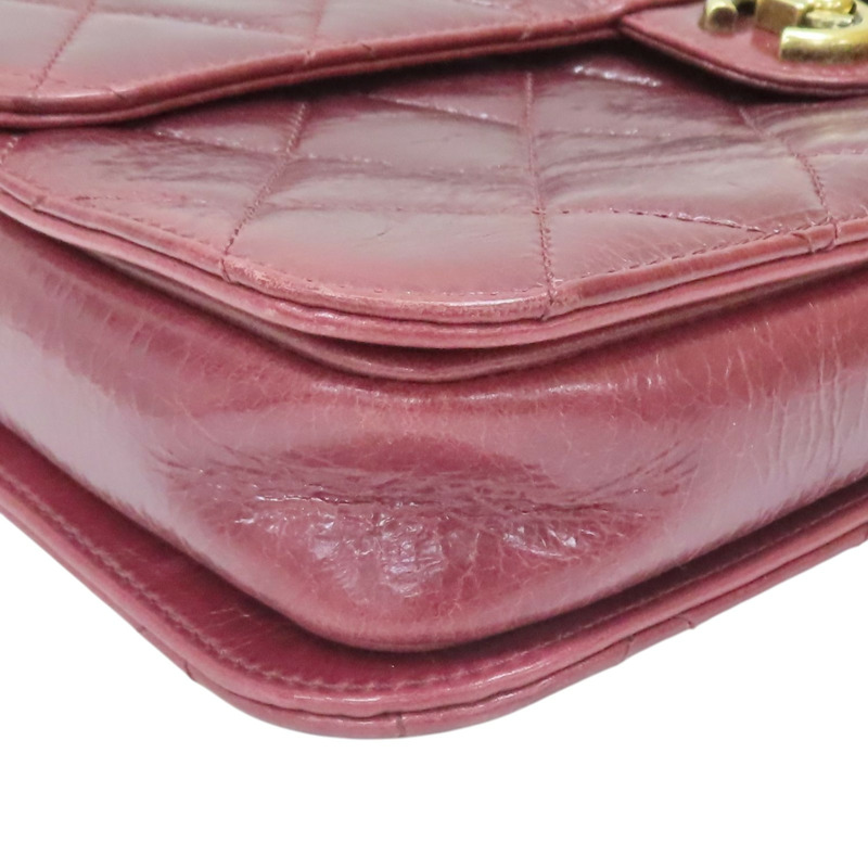 酒紅色 菱格紋 仿舊牛皮 Perfect Edge 鍊帶肩背包 金釦【CHANEL 香奈兒】-13