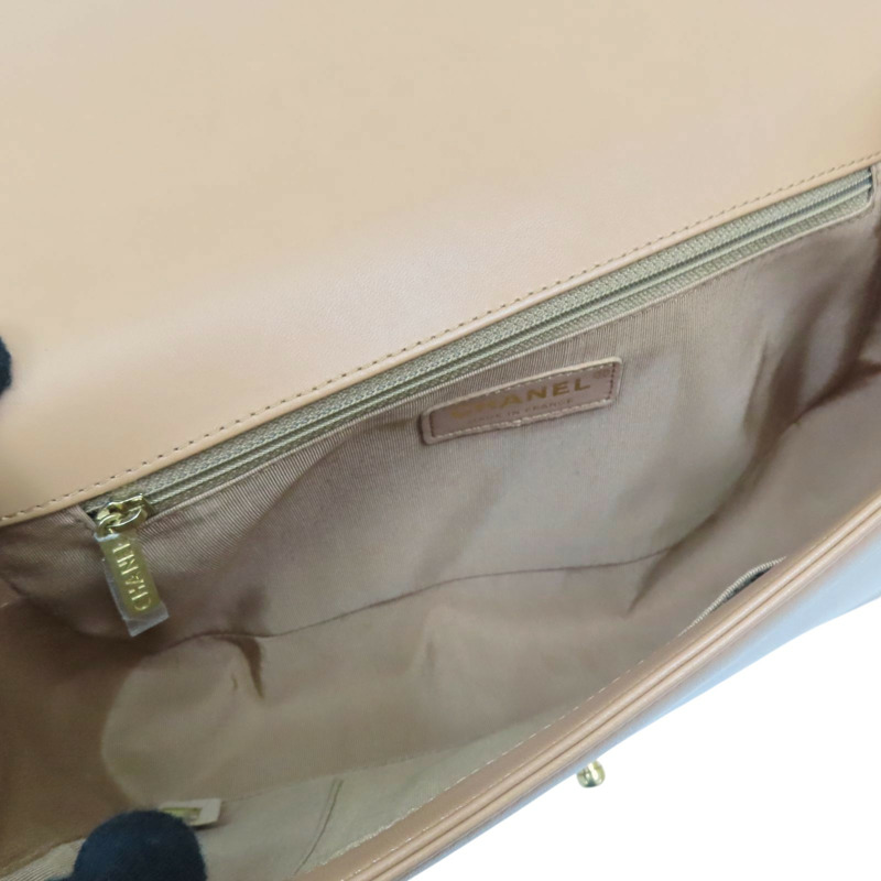 奶茶色 菱格紋 羊皮 BOY 28 鍊帶肩背包 金釦【CHANEL 香奈兒】 A92193-2