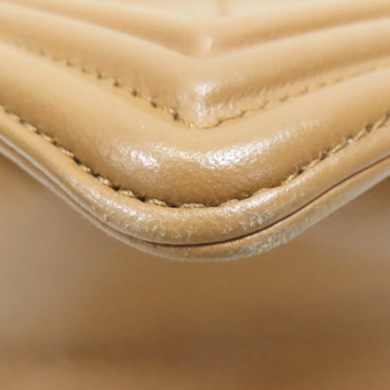 奶茶色 菱格紋 羊皮 BOY 28 鍊帶肩背包 金釦【CHANEL 香奈兒】 A92193-14