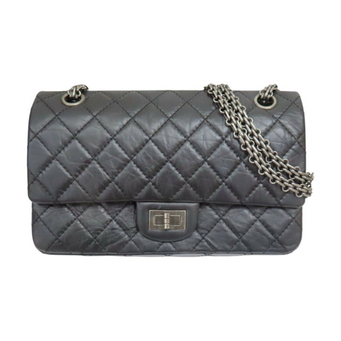 黑色 菱格紋 牛皮 2.55 口蓋包 肩背包 銀釦【CHANEL 香奈兒】 A37586