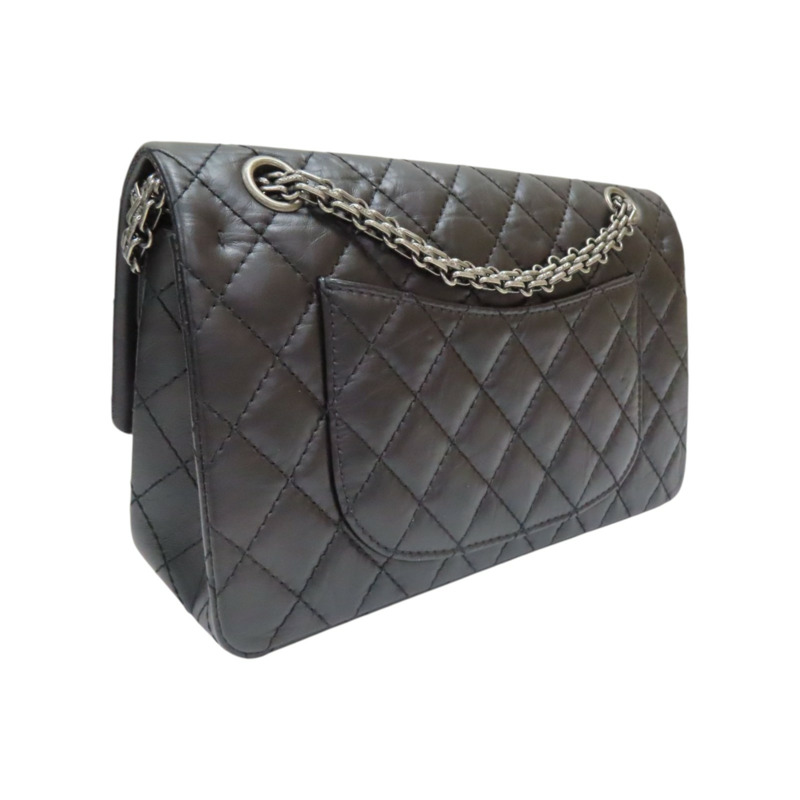 黑色 菱格紋 牛皮 2.55 口蓋包 肩背包 銀釦【CHANEL 香奈兒】 A37586-1