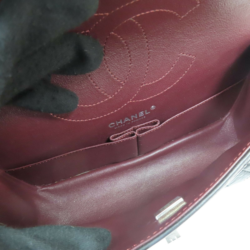 黑色 菱格紋 牛皮 2.55 口蓋包 肩背包 銀釦【CHANEL 香奈兒】 A37586-2