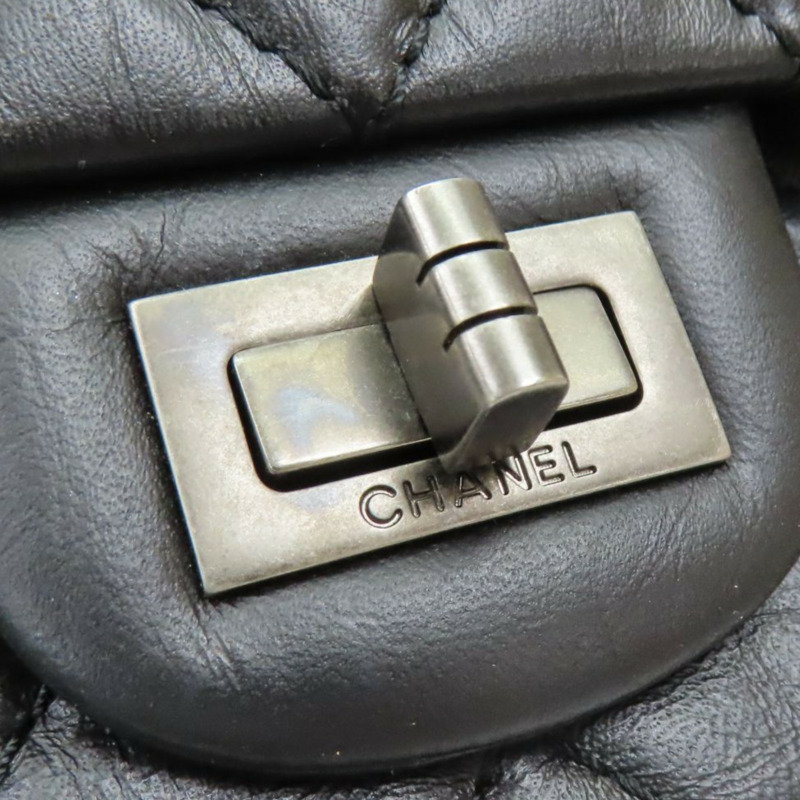 黑色 菱格紋 牛皮 2.55 口蓋包 肩背包 銀釦【CHANEL 香奈兒】 A37586-6