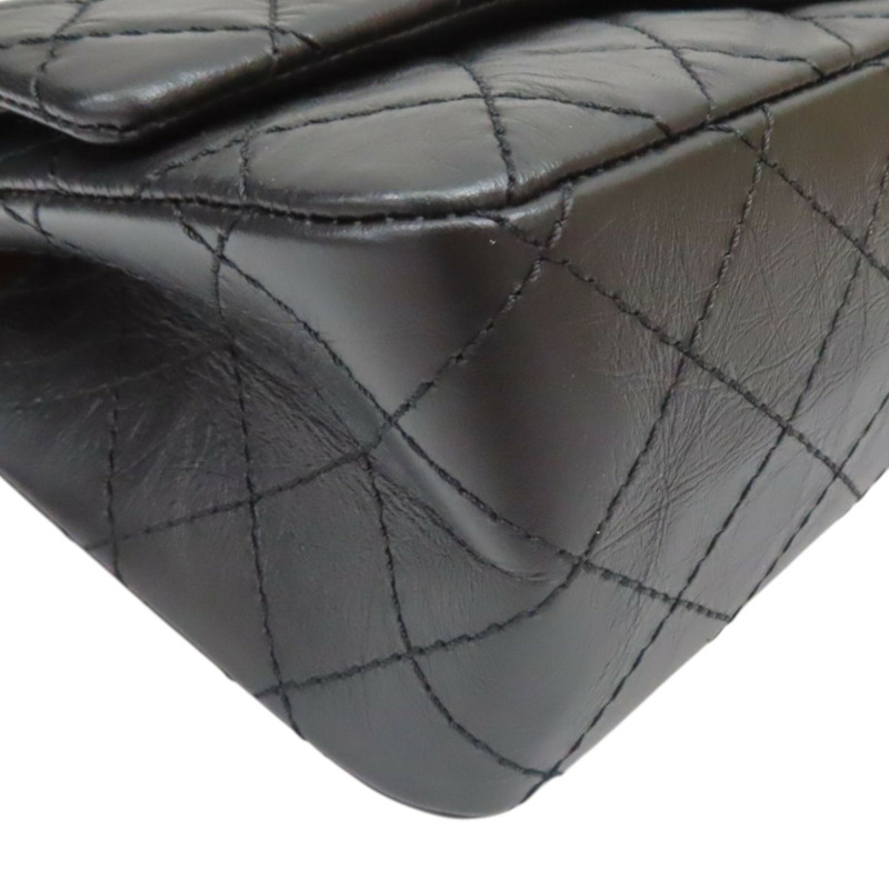 黑色 菱格紋 牛皮 2.55 口蓋包 肩背包 銀釦【CHANEL 香奈兒】 A37586-9