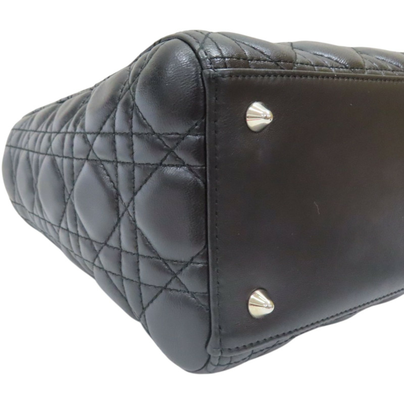 黑色 籐格紋 羊皮 Lady Dior 中型包 兩用包【Dior 迪奧】-10