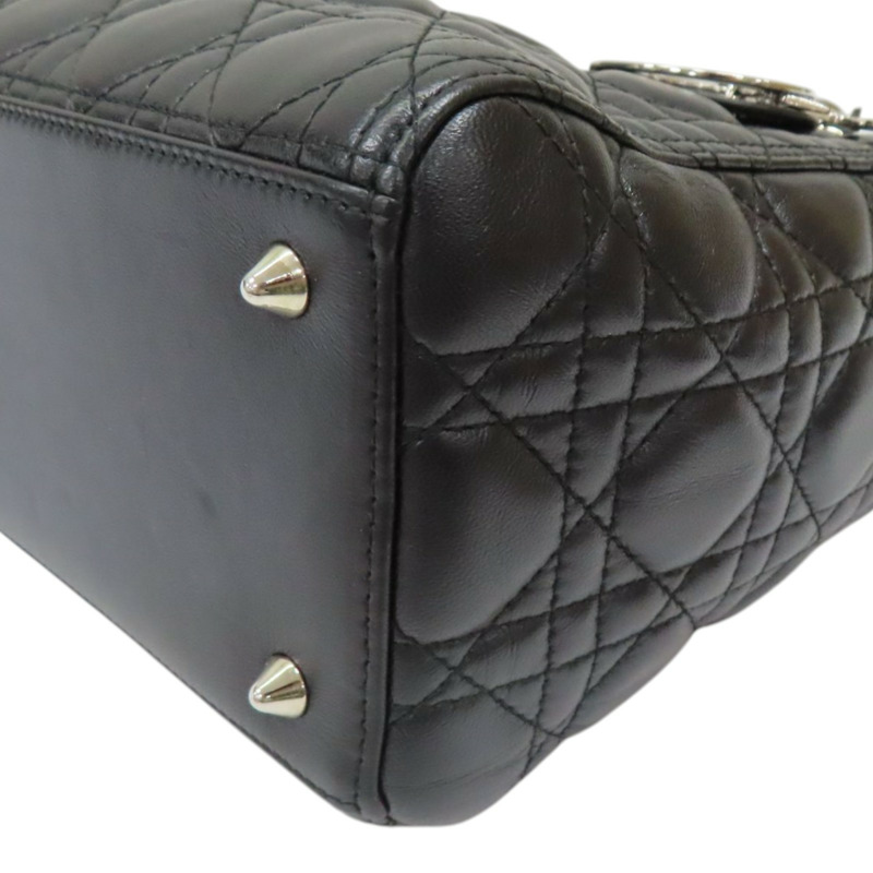 黑色 籐格紋 羊皮 Lady Dior 中型包 兩用包【Dior 迪奧】-11