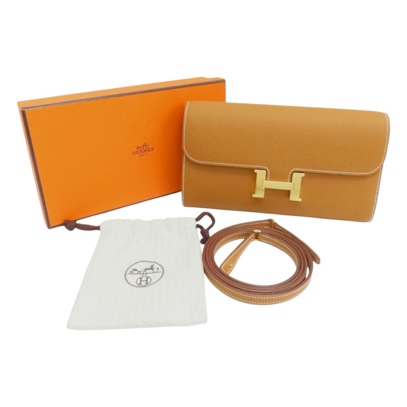 金棕色 Epsom牛皮 Constance To Go Wallet 肩背包 Y刻 金釦【HERMES 愛馬仕】 H080126CC37-9