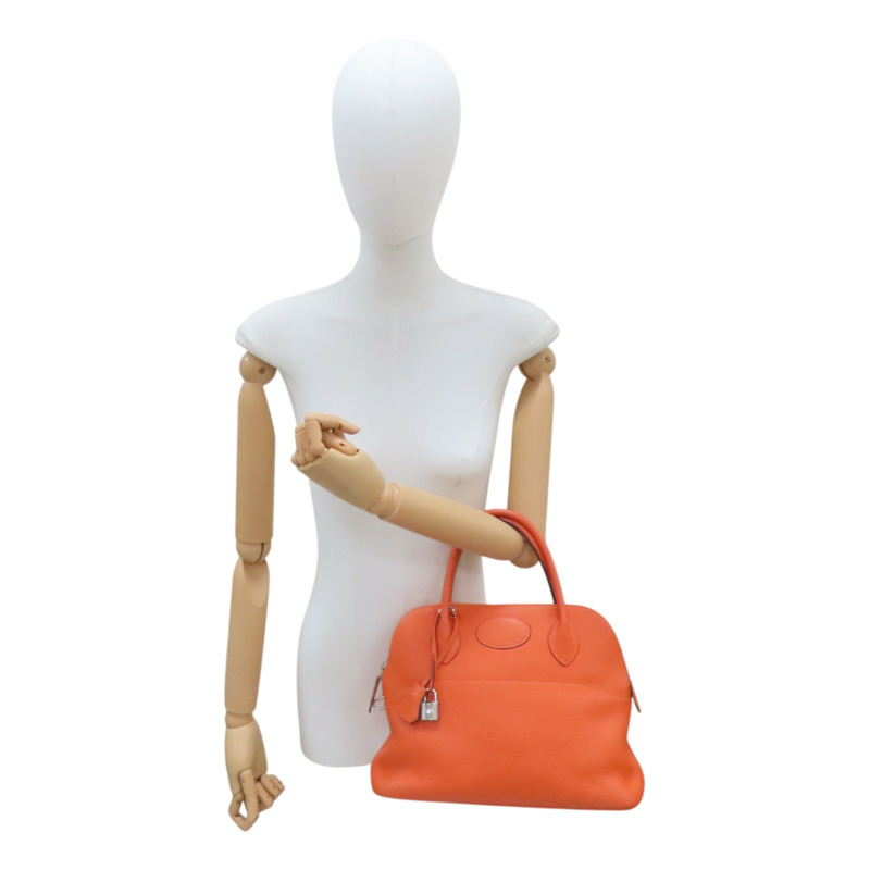 馬仕橘 Clemence牛皮 Bolide 31 柏莉包 兩用包 T刻 銀釦【HERMES 愛馬仕】 T刻/93色/PHW-11