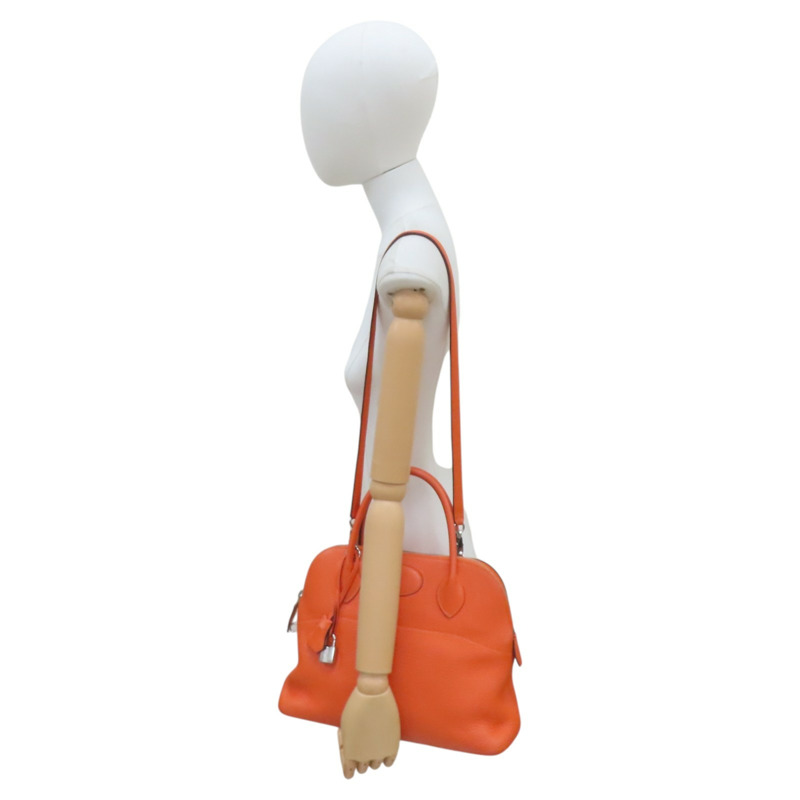 馬仕橘 Clemence牛皮 Bolide 31 柏莉包 兩用包 T刻 銀釦【HERMES 愛馬仕】 T刻/93色/PHW-12