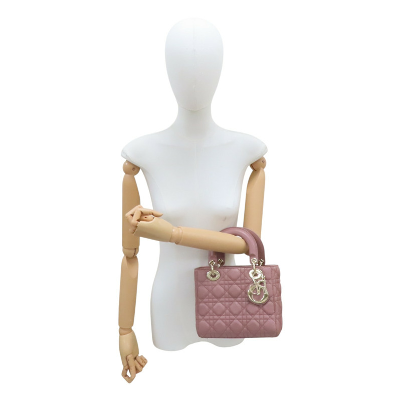 粉色 籐格紋羊皮 Lady Dior My ABCDior 小型包 两用包【Dior 迪奧 】 M0538ONGE-7