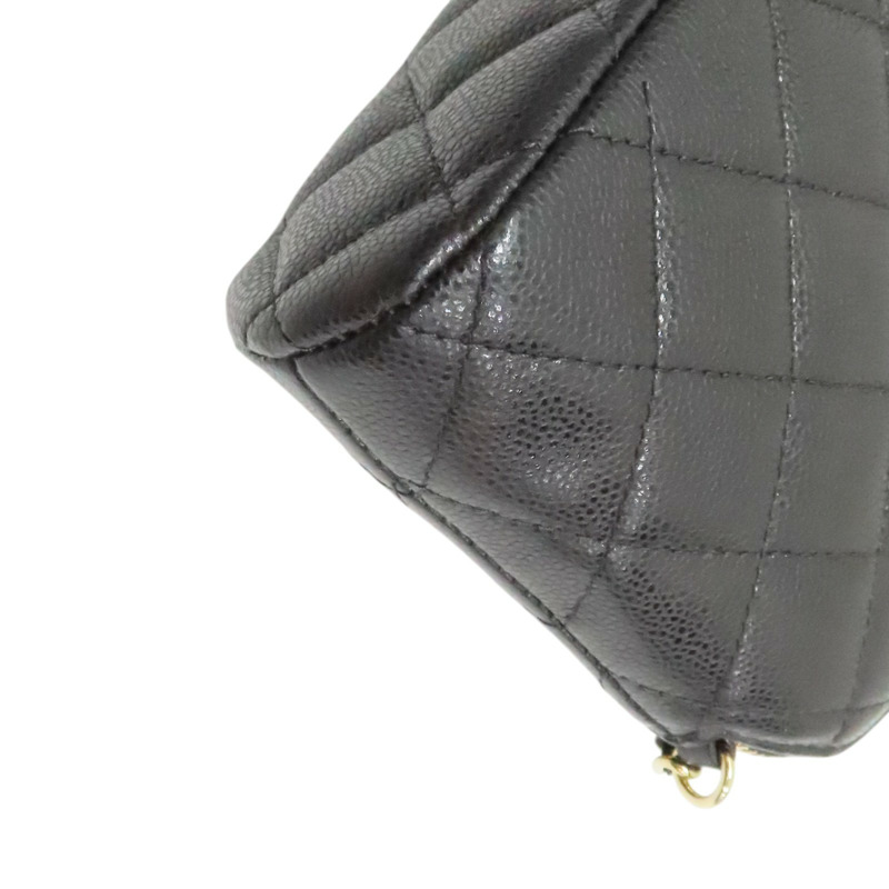 黑色 菱格紋 荔枝牛皮 貝殼包 鍊帶肩背包 金釦【CHANEL 香奈兒】 AP4016-9