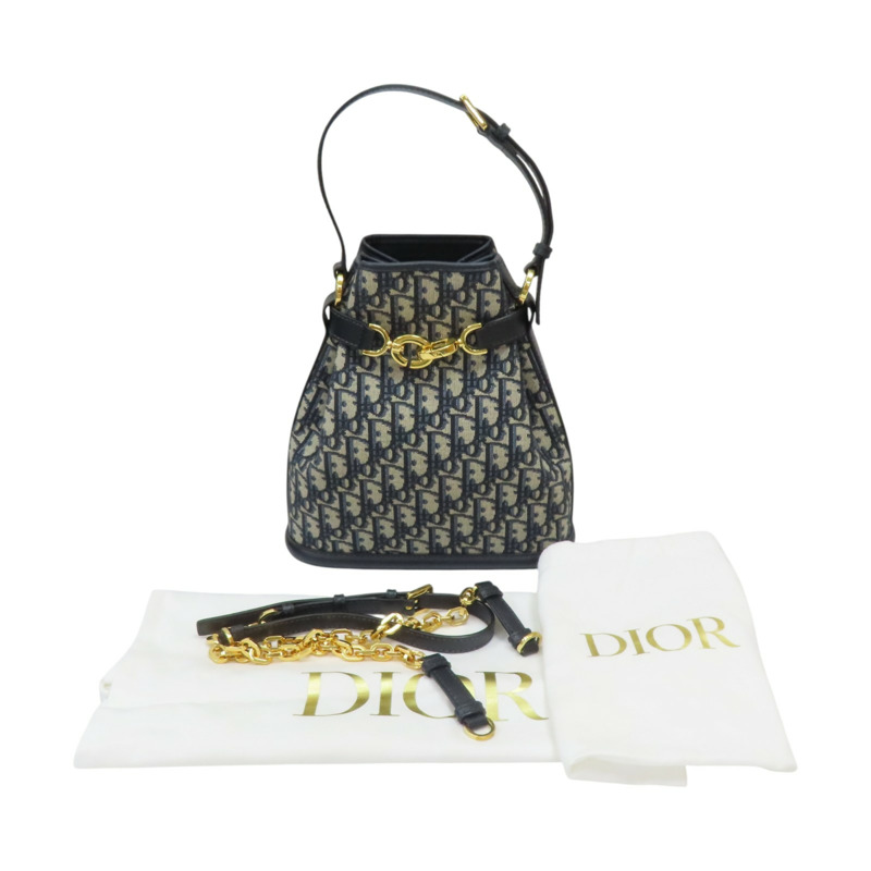 藍色 Oblique 緹花帆布 C'est Dior 中型 水桶包 兩用包【Dior 迪奧 】 M2271UTZQ-6