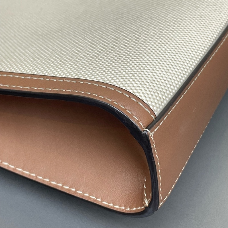 Burberry 巴寶莉 VintagePocket bag 雙色白棕 帆布包 托特包 郵差包 尺寸：23×22cm-6