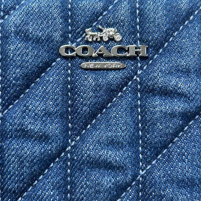 COACH 絎縫牛仔布拉鍊中夾-2
