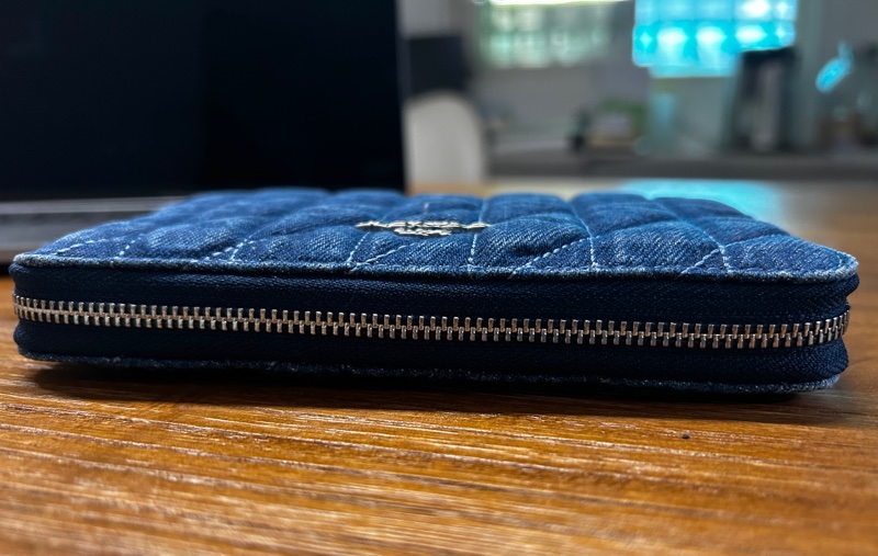 COACH 絎縫牛仔布拉鍊中夾-5