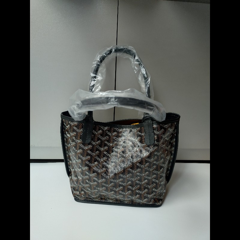 Goyard 黑底咖印花幸運草帆布雙面托特包 mini Anjou-2