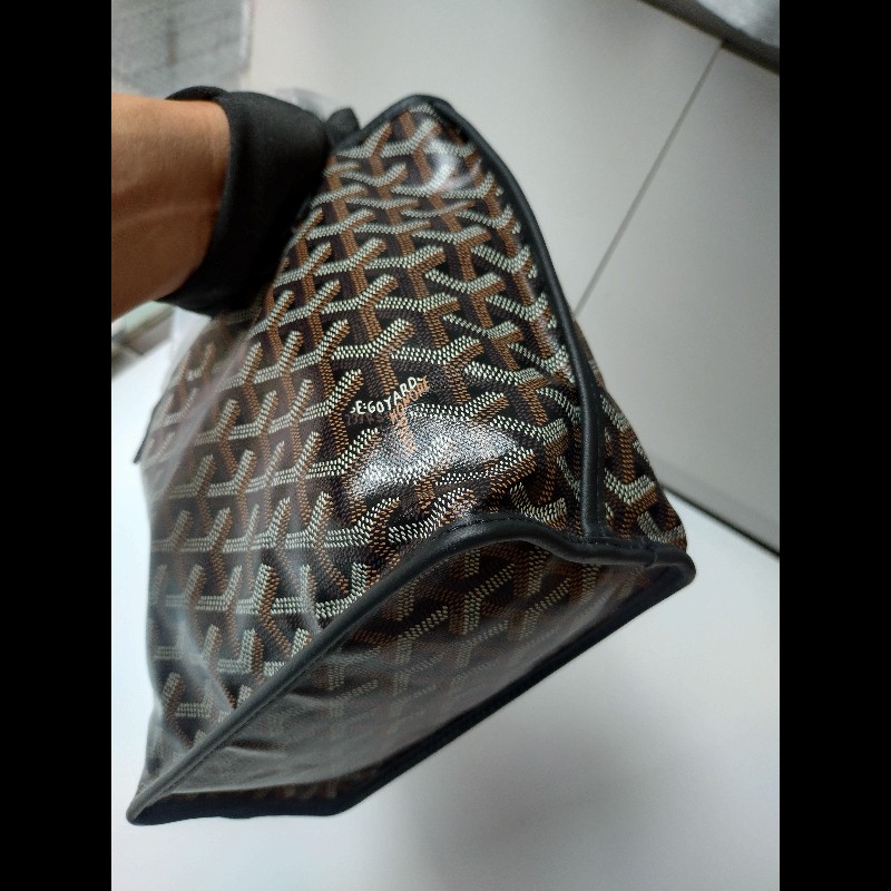 Goyard 黑底咖印花幸運草帆布雙面托特包 mini Anjou-8
