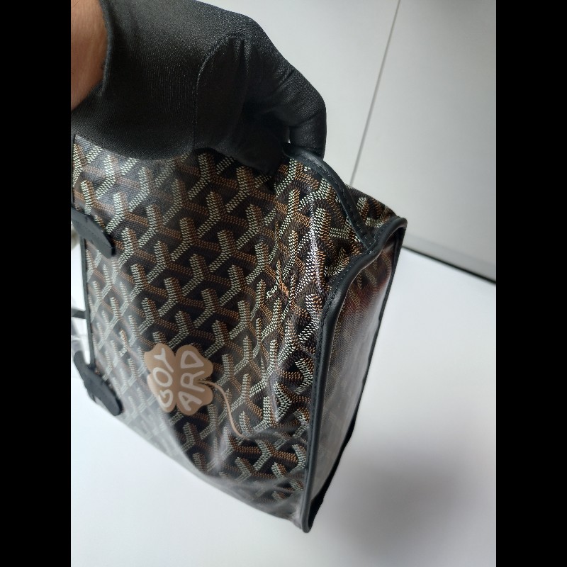 Goyard 黑底咖印花幸運草帆布雙面托特包 mini Anjou-9