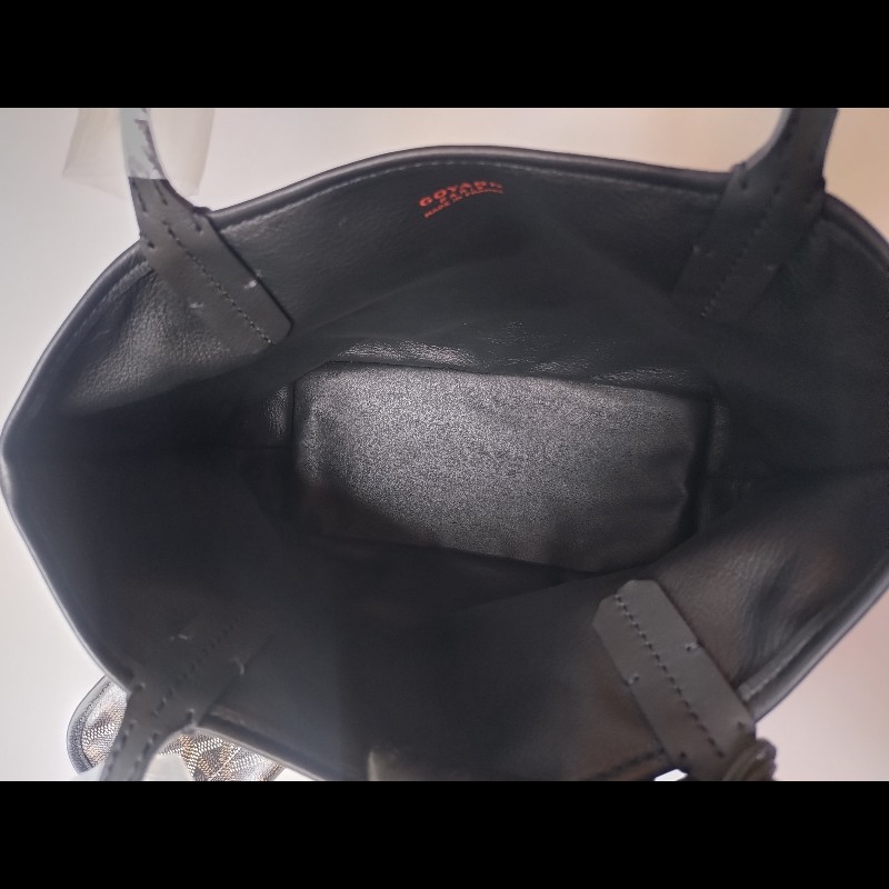 Goyard 黑底咖印花幸運草帆布雙面托特包 mini Anjou-14