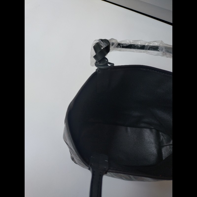 Goyard 黑底咖印花幸運草帆布雙面托特包 mini Anjou-16