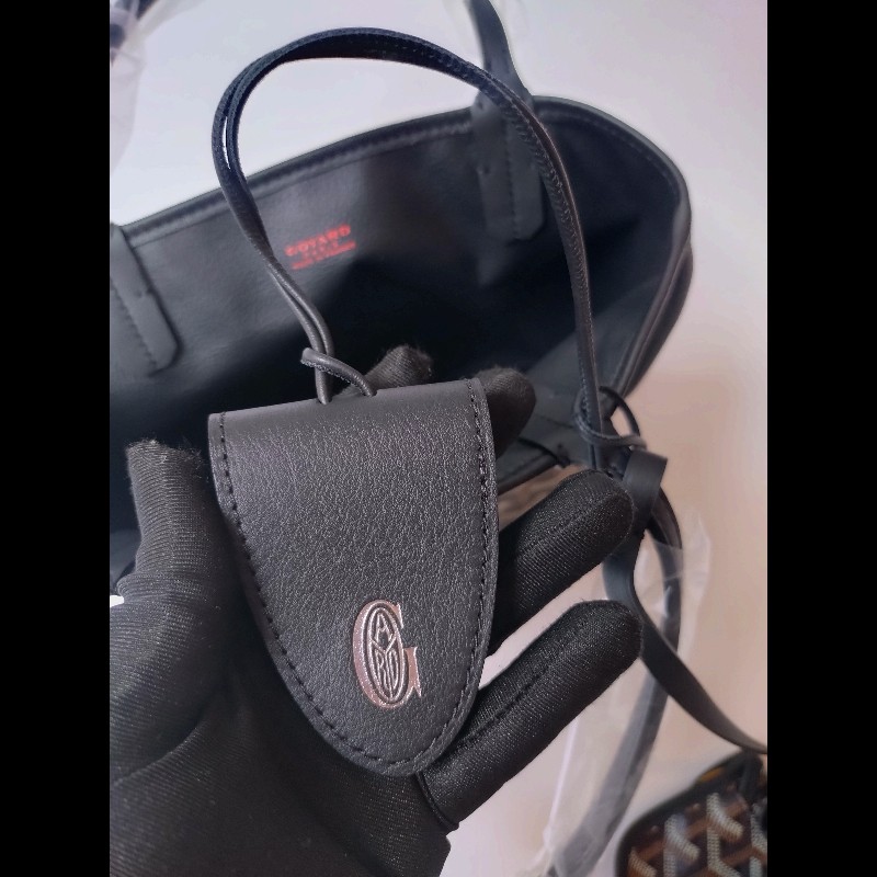 Goyard 黑底咖印花幸運草帆布雙面托特包 mini Anjou-19