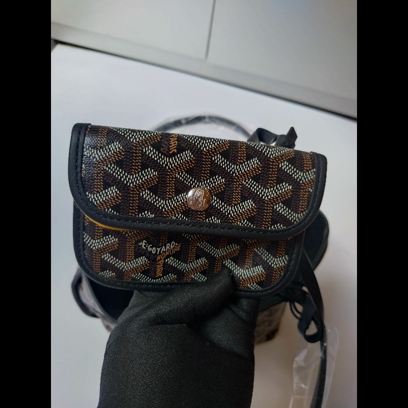 Goyard 黑底咖印花幸運草帆布雙面托特包 mini Anjou-20