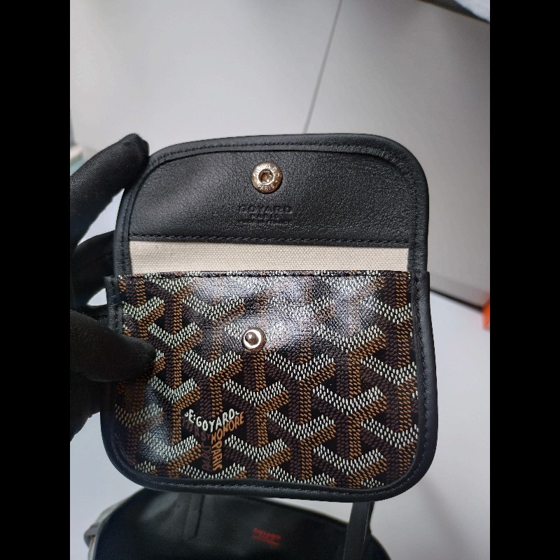 Goyard 黑底咖印花幸運草帆布雙面托特包 mini Anjou-21