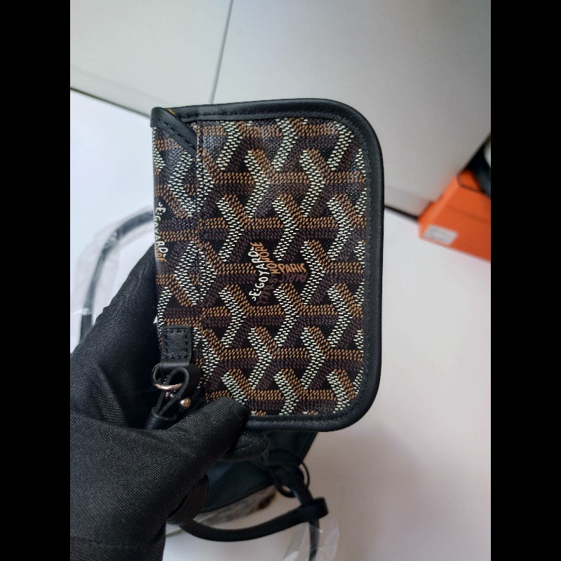Goyard 黑底咖印花幸運草帆布雙面托特包 mini Anjou-25