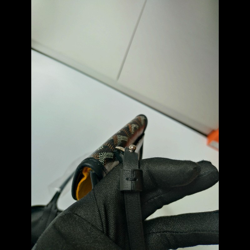 Goyard 黑底咖印花幸運草帆布雙面托特包 mini Anjou-26