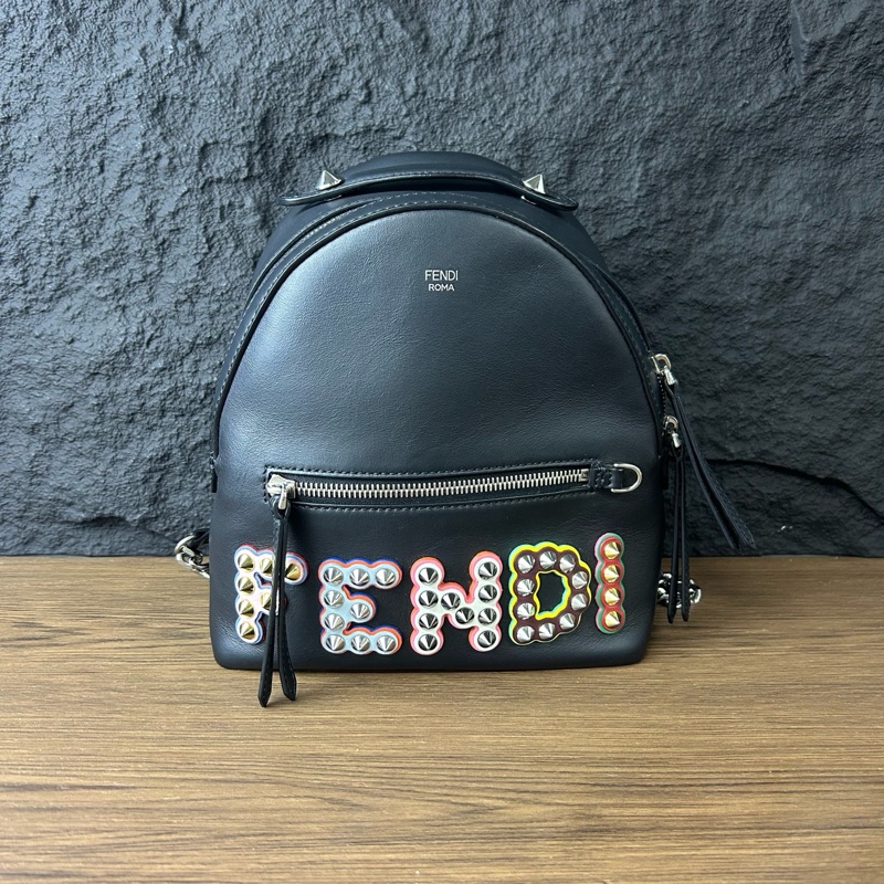 Fendi 芬迪雙肩背包小惡魔背包皮質包-0