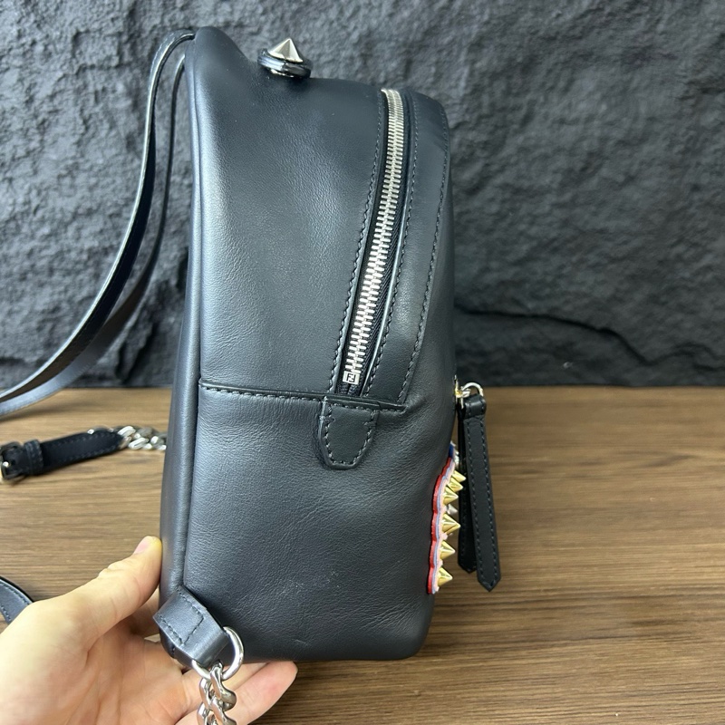Fendi 芬迪雙肩背包小惡魔背包皮質包-2