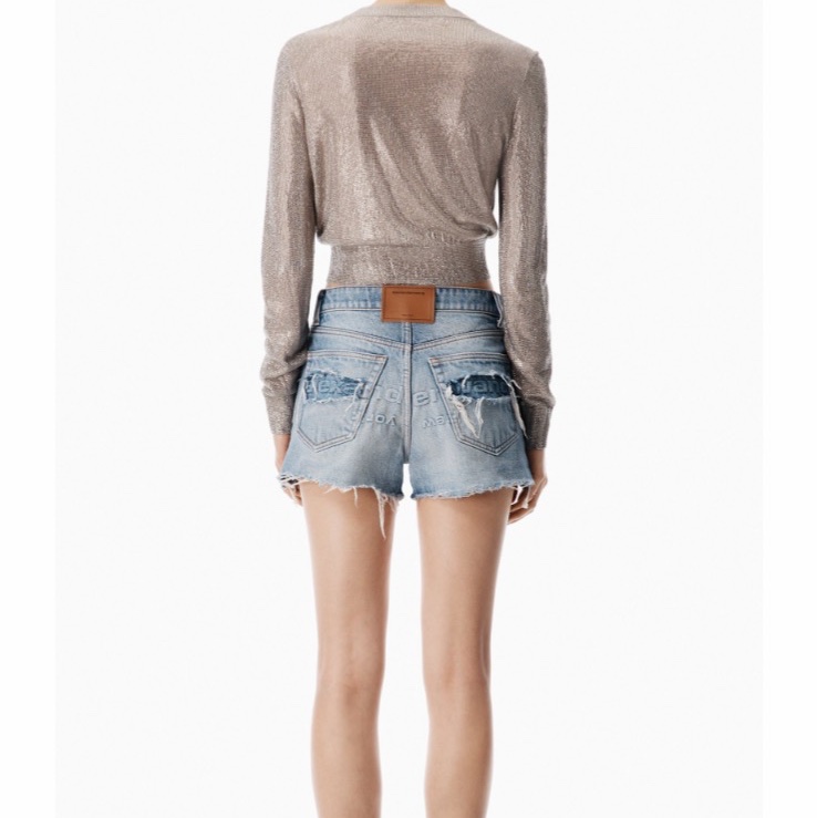 Alexander Wang 女士 做舊Logo口袋短褲25 26 27 28碼-3