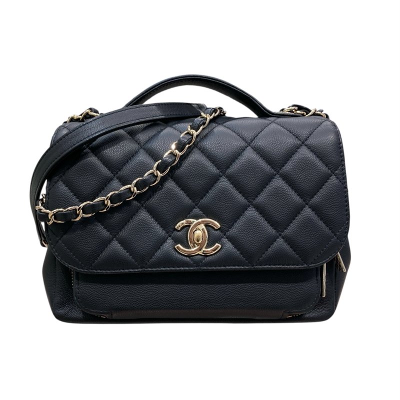 CHANEL 香奈兒 BUSINESS AFFINITY FLAP BAG 郵差翻蓋包 牛皮 黑色 淺金釦-0