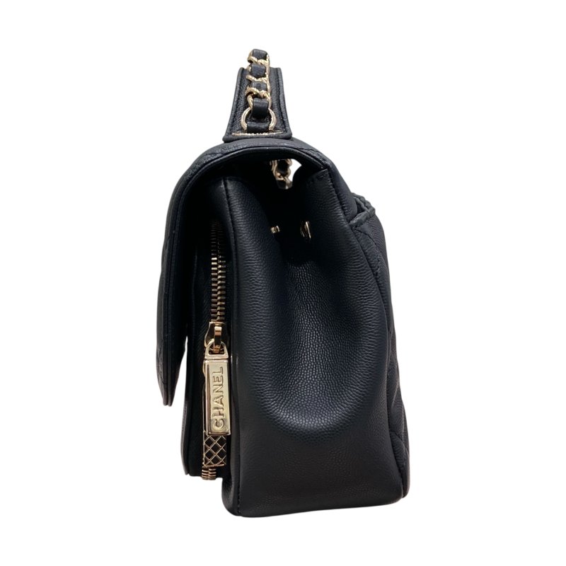 CHANEL 香奈兒 BUSINESS AFFINITY FLAP BAG 郵差翻蓋包 牛皮 黑色 淺金釦-3