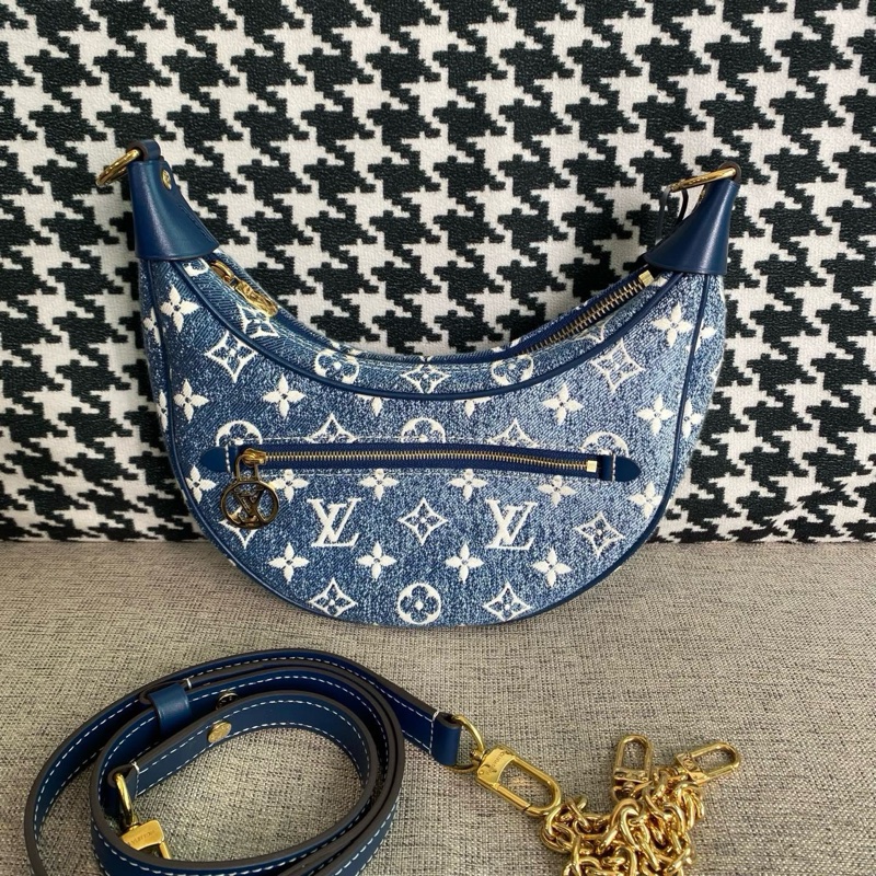 LV路易威登牛仔丹寧月亮包芯片款-1