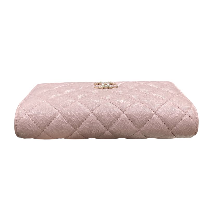 CHANEL 香奈兒 AP2136 WALLET ON CHAIN 2021春夏款珍珠翻蓋斜背包 荔枝牛皮 寶寶粉 淺金釦-5