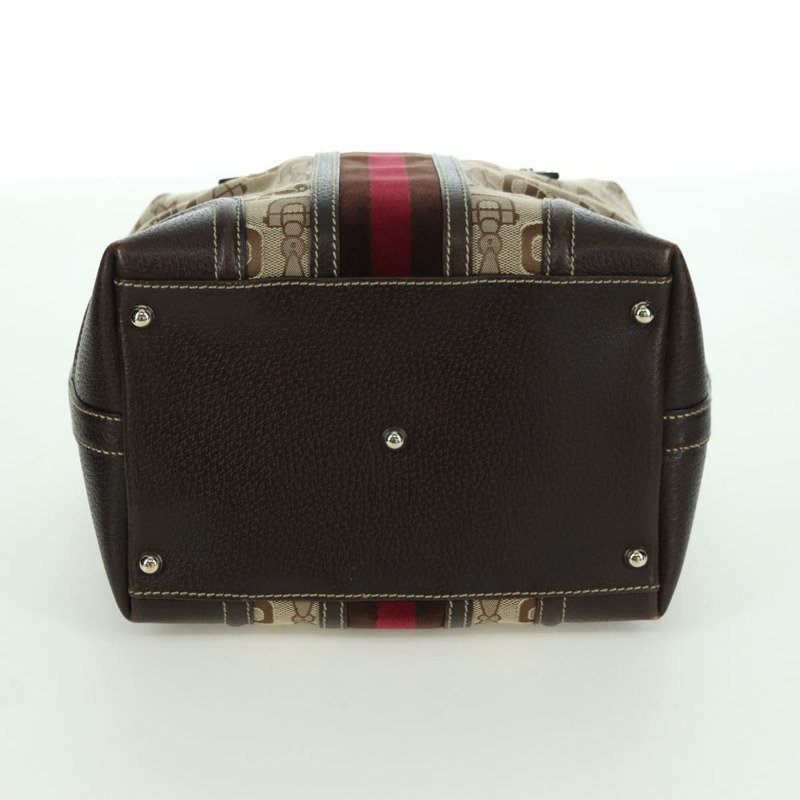 【日本直送】GUCCI Sherry Line 手提包 帆布 棕色 金色 146002 正品 167181V-4