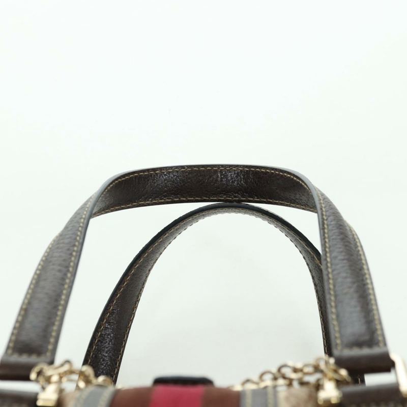 【日本直送】GUCCI Sherry Line 手提包 帆布 棕色 金色 146002 正品 167181V-13