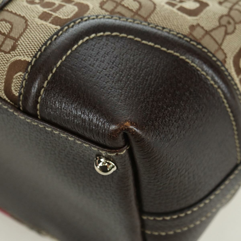 【日本直送】GUCCI Sherry Line 手提包 帆布 棕色 金色 146002 正品 167181V-16