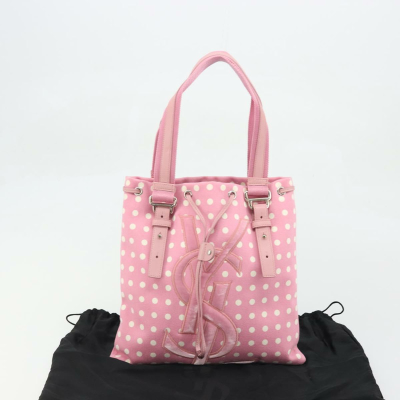 【日本直送】SAINT LAURENT Kahala 手提包 帆布 粉紅色 銀色 123435 正品 YKZ1106V-11