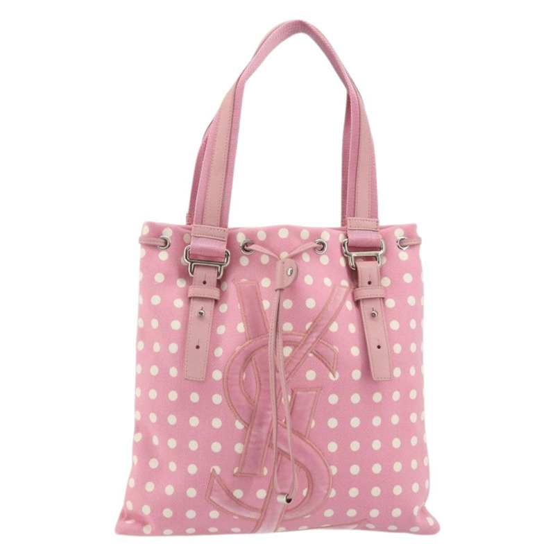 【日本直送】SAINT LAURENT Kahala 手提包 帆布 粉紅色 銀色 123435 正品 YKZ1106V-12