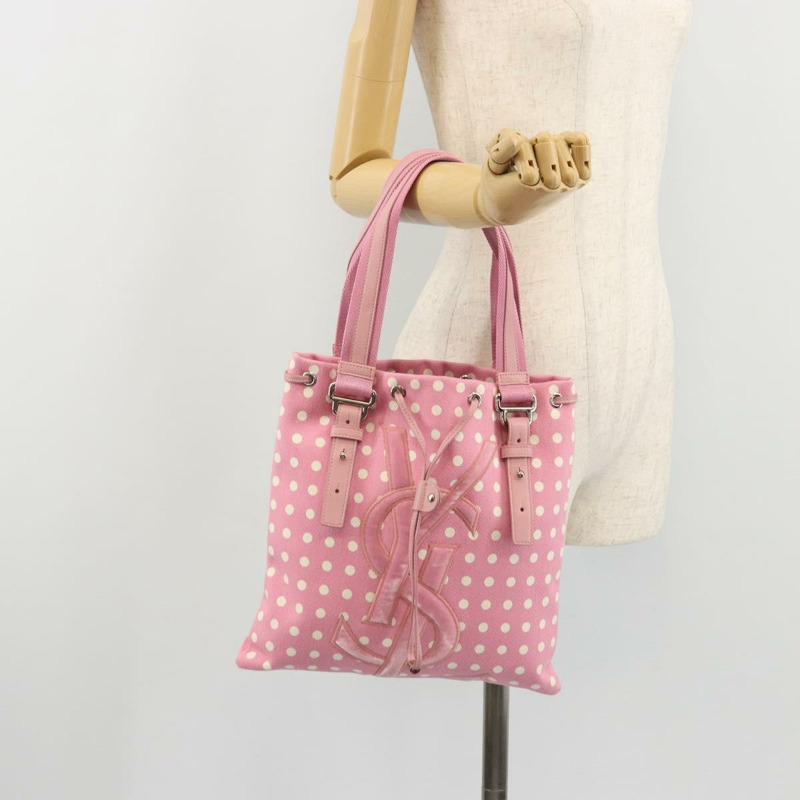 【日本直送】SAINT LAURENT Kahala 手提包 帆布 粉紅色 銀色 123435 正品 YKZ1106V-23