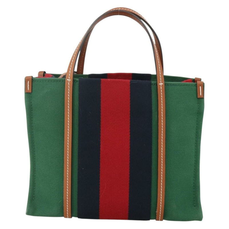 【日本直送】GUCCI Sherry Line 手袋 帆布 兩用 綠色 金 紅色 727728 正品 YKZ1033M-1