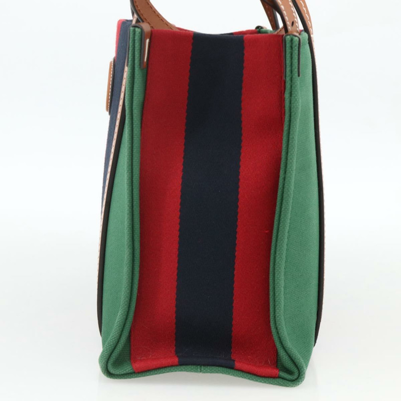 【日本直送】GUCCI Sherry Line 手袋 帆布 兩用 綠色 金 紅色 727728 正品 YKZ1033M-2