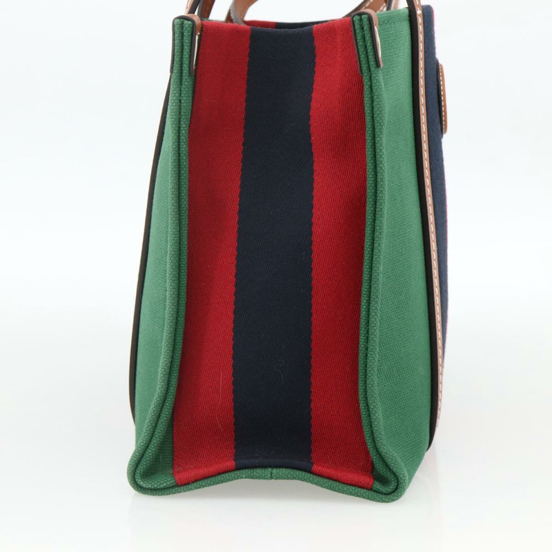 【日本直送】GUCCI Sherry Line 手袋 帆布 兩用 綠色 金 紅色 727728 正品 YKZ1033M-3