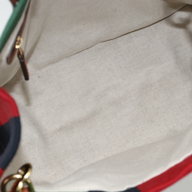 【日本直送】GUCCI Sherry Line 手袋 帆布 兩用 綠色 金 紅色 727728 正品 YKZ1033M-10