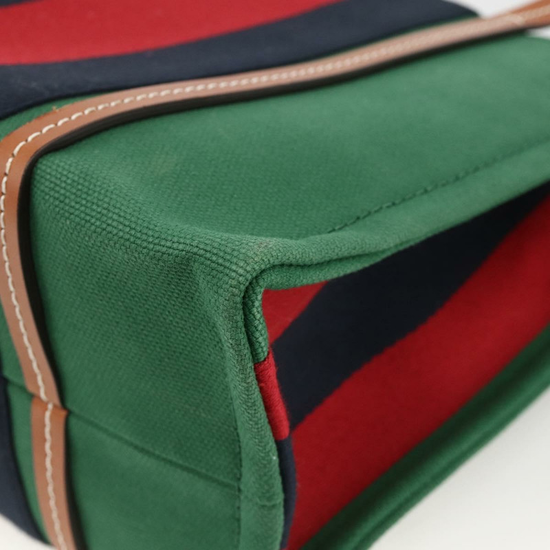 【日本直送】GUCCI Sherry Line 手袋 帆布 兩用 綠色 金 紅色 727728 正品 YKZ1033M-15