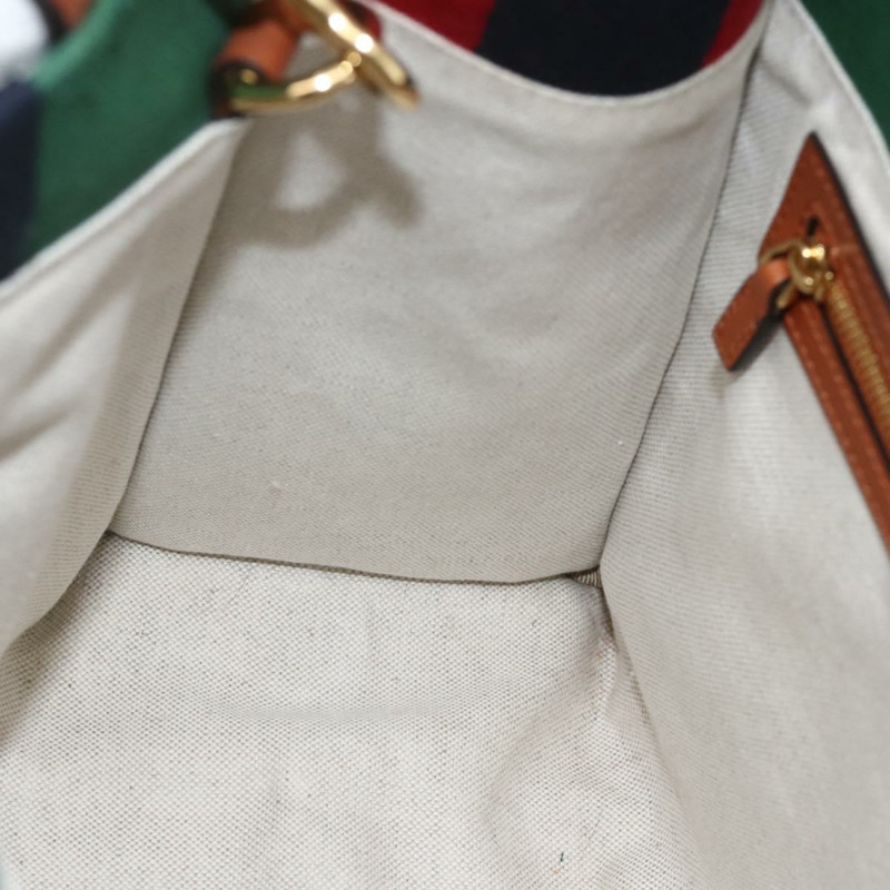 【日本直送】GUCCI Sherry Line 手袋 帆布 兩用 綠色 金 紅色 727728 正品 YKZ1033M-19